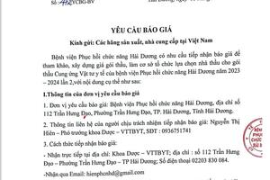 THƯ MỜI CHÀO GIÁ VẬT TƯ Y TẾ ĐẤU THẦU