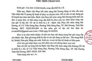 THƯ MỜI CHÀO GIÁ TẤM NHẬN ẢNH XQ