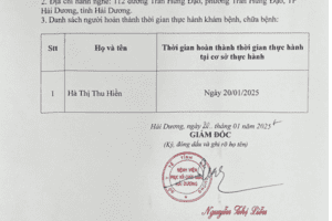 DANH SÁCH NGƯỜI HOÀN THÀNH THỜI GIAN THỰC HÀNH TẠI BỆNH VIỆN THÁNG 1/2025
