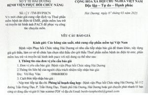 Thư mời báo giá thuê phần mềm bệnh án điện tử EMR, phần mềm lưu trữ và truyền tải hình ảnh PACS