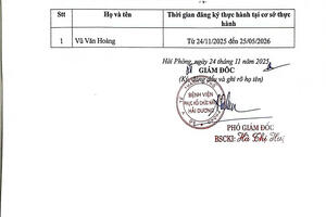 Danh sách người hoàn thành thời gian thực hành khám bệnh, chữa bệnh