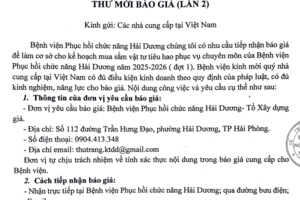 THƯ MỜI BÁO GIÁ (LẦN 2)