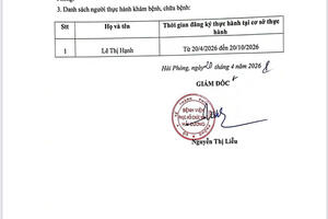 Danh sách người thực hành khám bệnh, chữa bệnh