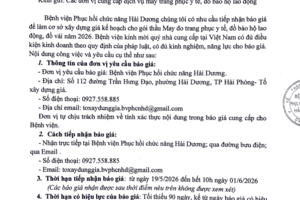 Thư mời báo giá để làm cơ sở xây dựng giá kế hoạch cho gói thầu “May đo trang phục y tế, đồ bảo hộ lao động, đồ vải năm 2026”